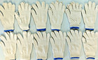 Knit White Gloves 12 Pair Natural Cotton  Large