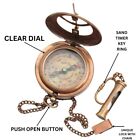 Brass Sundial Compass Vintage Pocket Style Nautical Keychain  Pendant Gold