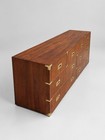 Henredon Campaign Walnut Dresser Brass Hardware Mcm 1970s 72    Usa