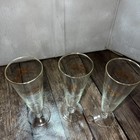 Vintage 8  Pilsner Beer Champagne Footed Glasses Glass Gold Trim Wheat
