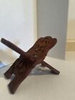Vintage Large Wood Book Holder Folding Bible Cookbook Stand Hand Carved 0406