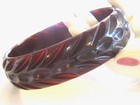 Vintage   Antique Art Deco Carved Dark Cherry Amber Bakelite Bangle Bracelet