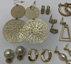    vintage To Now Lot Of 11 Pairs Beautiful Gold Tone Pierced Earrings   