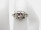 Antique 1920  2400  40ct Natural Alexandrite 18k White Gold Filigree Ring Signed