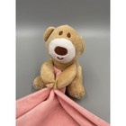 Mothercare Tan Teddy Bear Lovey Baby Security Blanket Pink Velour Green Heart