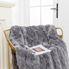Grey Soft Real Rex Rabbit Fur Chair Throw Blanket Luxury Bedspread Queen 79x55  