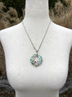 Lee Sands Necklace Abalone Mother Of Pearl Floral Silver Pendant 19  Necklace