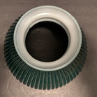 Emerald Green White Ribbed Glass Student Lamp Light Shade  7  Fitter Vintage