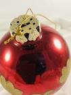 Glass Christmas Tree Ornament  Large 3 5  Ball Glitter Burgundy And Gold