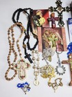 Vintage Catholic Religious Bundle Rosary Medal Crucifix Trinket Box Jewelry Lot