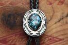 Vintage Leo Yazzie Hand Made Sterling Silver Turquoise Bolo Tie Masterpiece