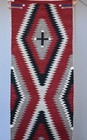 Navajo Ganado Rug - Long Runner - Serrated Diamond Cross Design - 63  X 19 