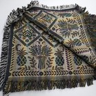 Goodwin Weavers 69 X 52    Cotton Afghan Throw Blanket Heart Pineapples Vintage