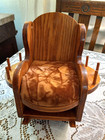 Sewing Caddy Wood Rocking Chair Handmade Pin Cushion Spool Scissor Holders Vtg