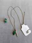 Nordstrom s Free Press Genuine Malachite Necklace   Earring Set Gold Tone 33 