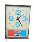 Huge 1970s Pepsi Lighted Clock Sign Measures  40  In Height  30  In Width  8 