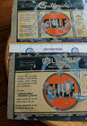 Unrolled Flat Oil Can Gulf Lube   Pride Lot X2 Vtg Quart Advertising Sign 1938