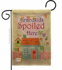 Grandkids Spoiled Here Burlap Garden Flag Family Grandkid Gift Yard House Banner