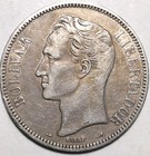 Venezuela 1911  5 Bolivares Libertador   900  Silver Coin C25-568