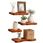  4 Pcs Floating Shelves For Wall Rustic Wall-mounted Wooden Shelves Solid Wood 