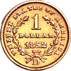 1852-d Gold  1 Dollar Coin-rare Dahlonega Southern Branch Mint Gold