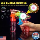 Seematn Light Up Bubble Guns Led Bubble Blower With Solution Shooter Gun With
