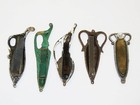 Beautiful Vintage Collection 5 Mezuzah Cases Brass Oil Jug Israel Jerusalem 1960