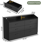 6 Drawer Dresser With Power Outlet  Chest Of Drawers With Led Light  Modern Dres
