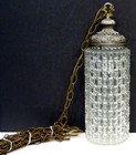 Chunky Glass Vintage Mcm   Hollywood Regency Hanging Pendant Lamp Swag Light