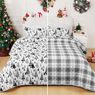 Reversible Christmas Quilt Set Queen - 3-piece Winter Bedding With Shams