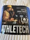 Vintage Nos Athletech Cotton Crew Socks Mens 10-13 White 2 Pair Ribbed Usa Made
