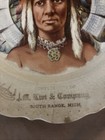 1910 Advertisement Calendar Plate Indian Chief Kint   Co  South Range Mich 7 5   