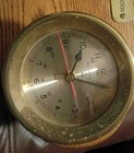 Vintage Brass Quartz Ship   s Bell Clock On Wood Plaque 24-hour Dial Barometer