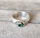 Emerald Spinner Gemstone Ring Solid 925 Sterling Silver Pretty Ring Size 9 Mo