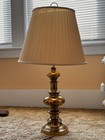 Vintage Polished Brass Table Lamp W  Pleated Cream Shade Traditional