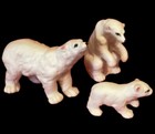 Miniature Bone China Polar Bear Figurines Family Vintage 1960 s Japan Set Of 3