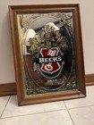 Becks Vintage German Import Beer Mirrored Bar Advertising Mirror Sign 20     14 