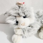 Vintage 2005 Lyric Ty Classic Plush Cat  Gray Long Hair Blue Eyes With Tag