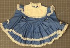 Vtg Miss Quality Girls Blue Belle White Ruffle Lace Full Circle Party Dress