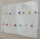 Set Of 2 Pottery Barn Kids White Colorful Pom Pom Tie Pillow Shams  20  X 26 