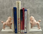 Pair Pink Poodle Cast Iron Bookends Heavy Shabby Chic Vintage Mid Century Decor