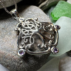 New Solid Sterling Silver Amethyst Tree Of Life Necklace Celtic Irish Scottish