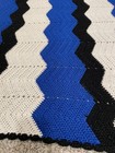 Chevron Crochet Blanket Throw Afghan Blue White Black Sparkle Tread Throughout