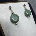 Vtg Sterling Silver Dangle Pierced Earrings Turquoise Oval Nugget Stone 925