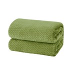 Olive Green Chevron Fleece King Blanket Super Soft Fluffy 90x104 Inch