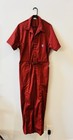 Unisex Vintage Cotton Work Coveralls In Rust Color