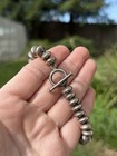 Vtg Sterling Silver Southwest Saucer Style Toggle Bracelet 6 5    35g