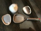  Vintage Vanity Hand Mirror  Compact Powder   Puff And Lipstick Holder Case