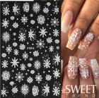 3d White Glitter Christmas Snowflake French Nail Art Sticker Manicure Diy Nh22