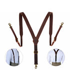 Tourbon Men s Y-back Suspender Pants Braces 3 Hook Adjustable Vintage Leather Us